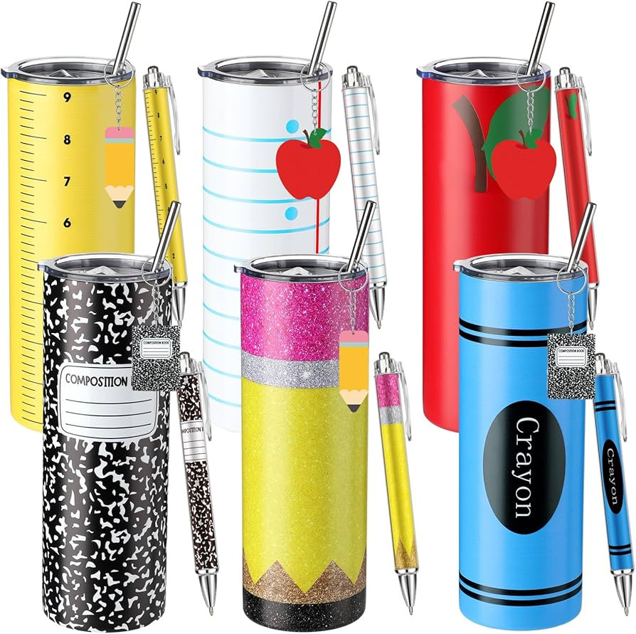 Skylety 18 Pcs/ 6 Sets Teacher Appreciation Gift Bulk Cute Teacher Gifts 20 oz Stainless Steel Tu... | Amazon (US)
