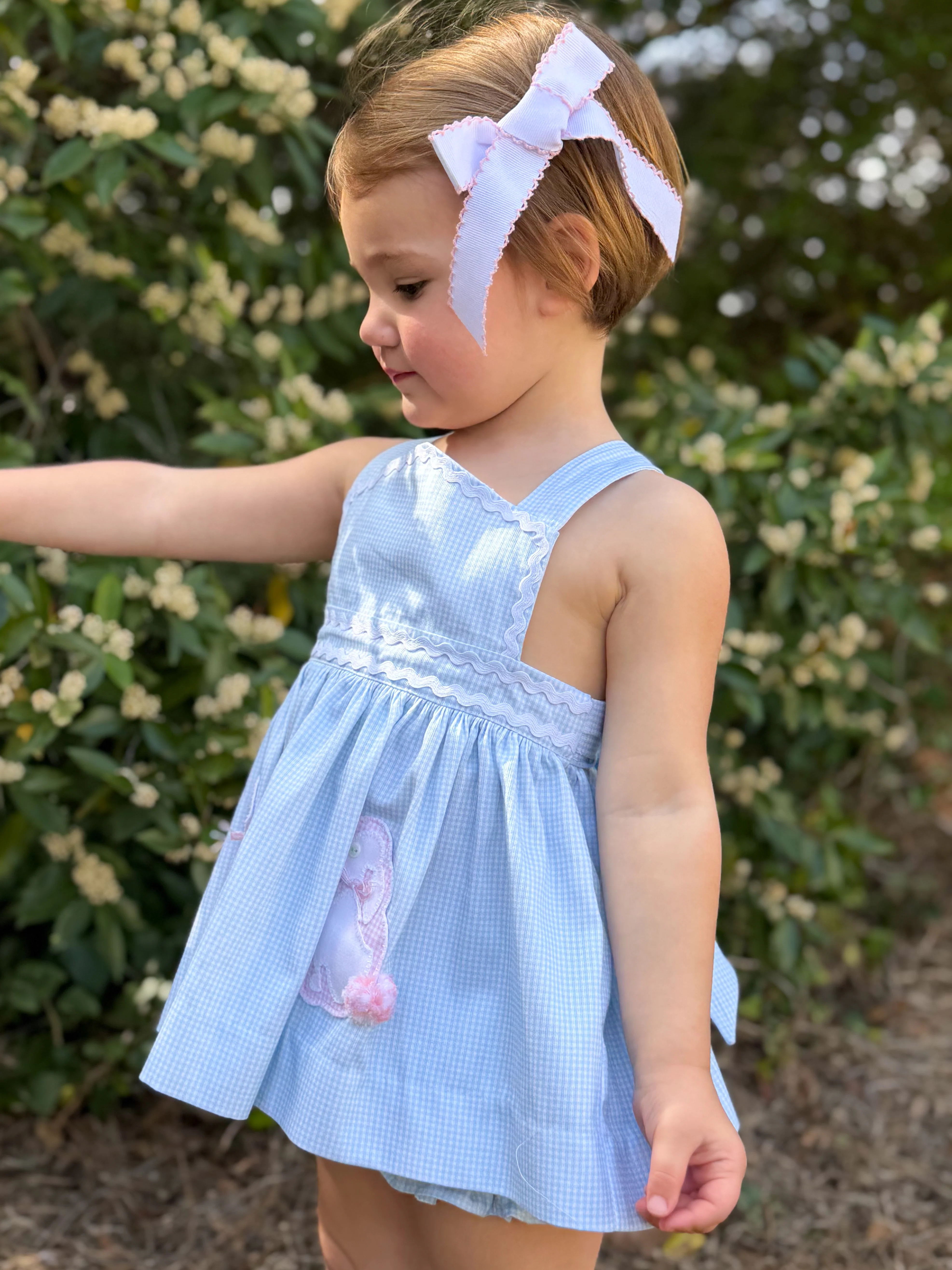 Hand Smocked Bunny Pinafore Dress Set - Pre-Order | Alice Kathleen & Co | Alice Kathleen & Co.