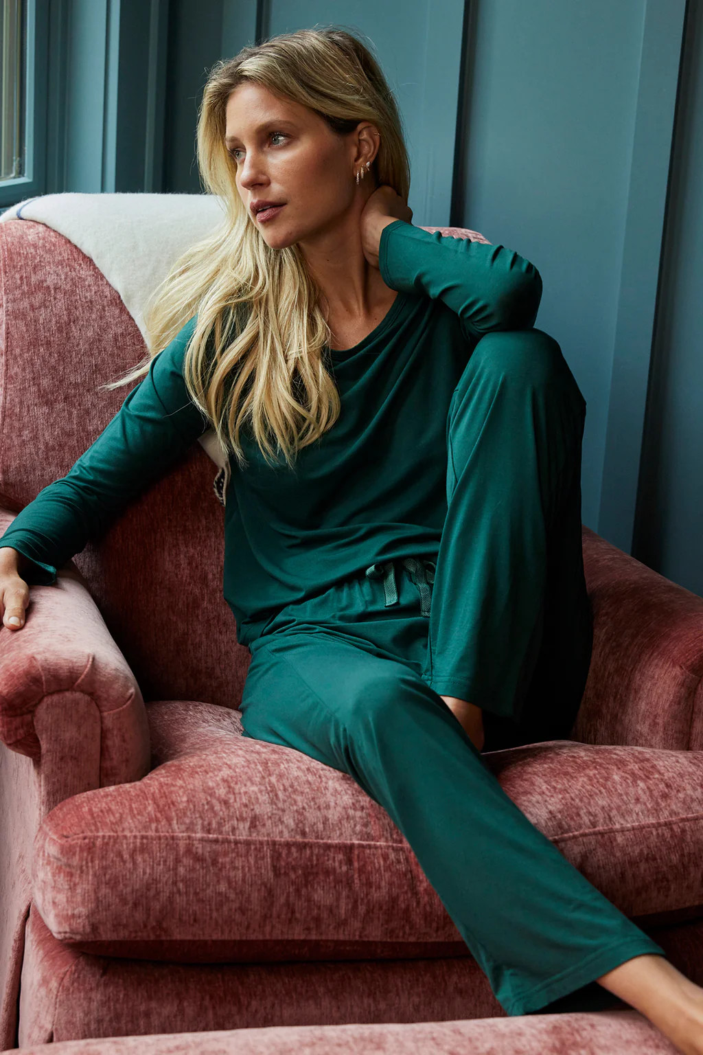 DreamKnit Ribbon Long-Long Set in Conifer | Lake Pajamas