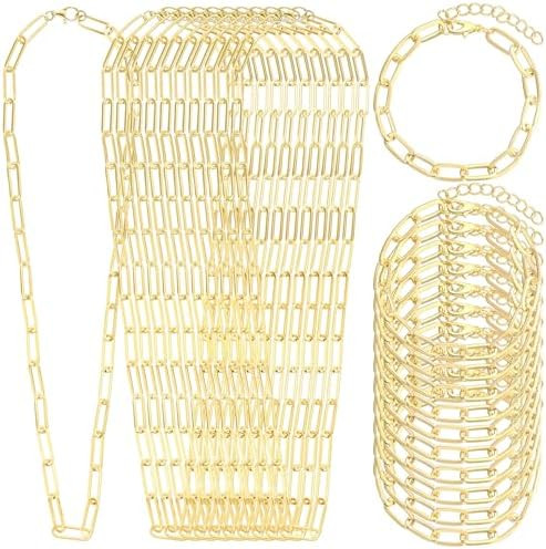 Landical 20 Pcs Charm Necklace Bracelets Making Kit Paperclip Chain Valentines DIY Jewelry Making... | Amazon (US)
