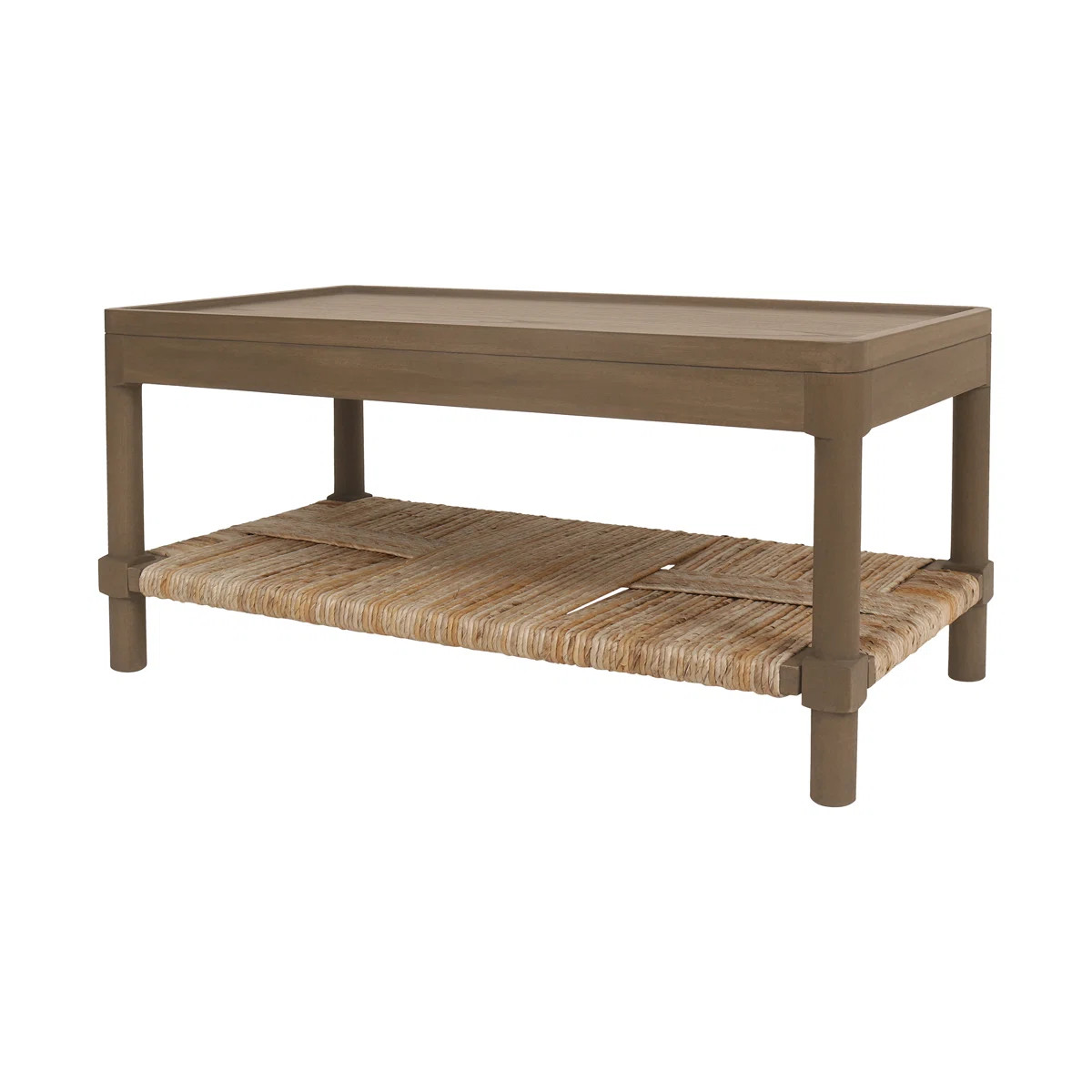 Cordel Solid Wood Coffee Table With Rush Shelf, 38"W, Chestnut Brown | Wayfair North America