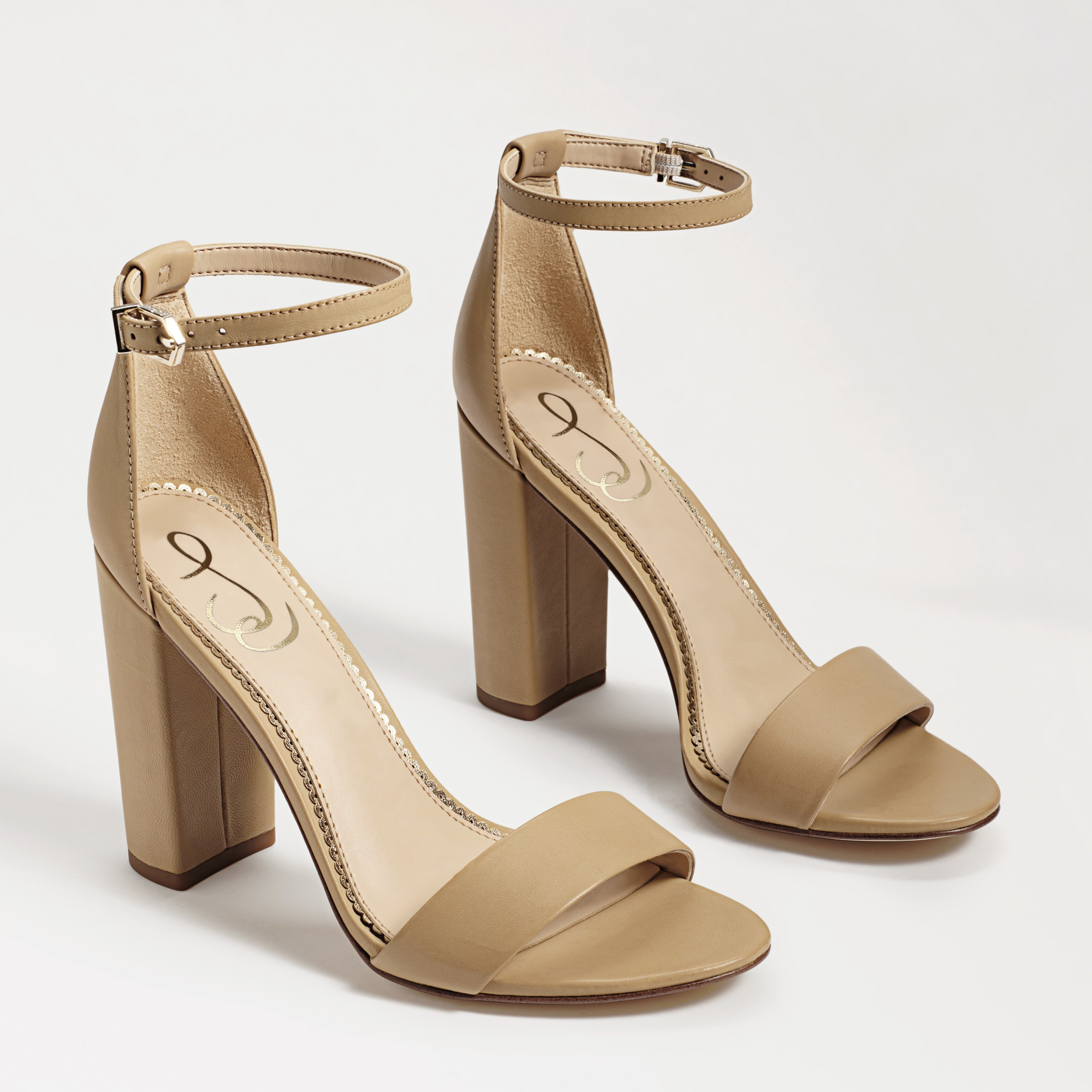 Sam Edelman Yaro Block Heel Sandal Soft Beige Leather 5.0 | Sam Edelman
