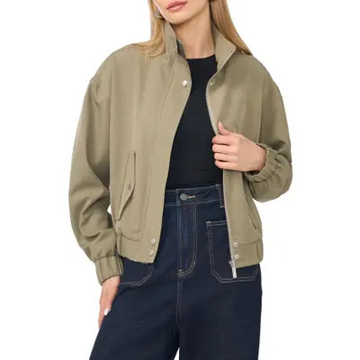 Vince Camuto Woven Bomber Jacket in Military Olive at Nordstrom, Size Small | Nordstrom