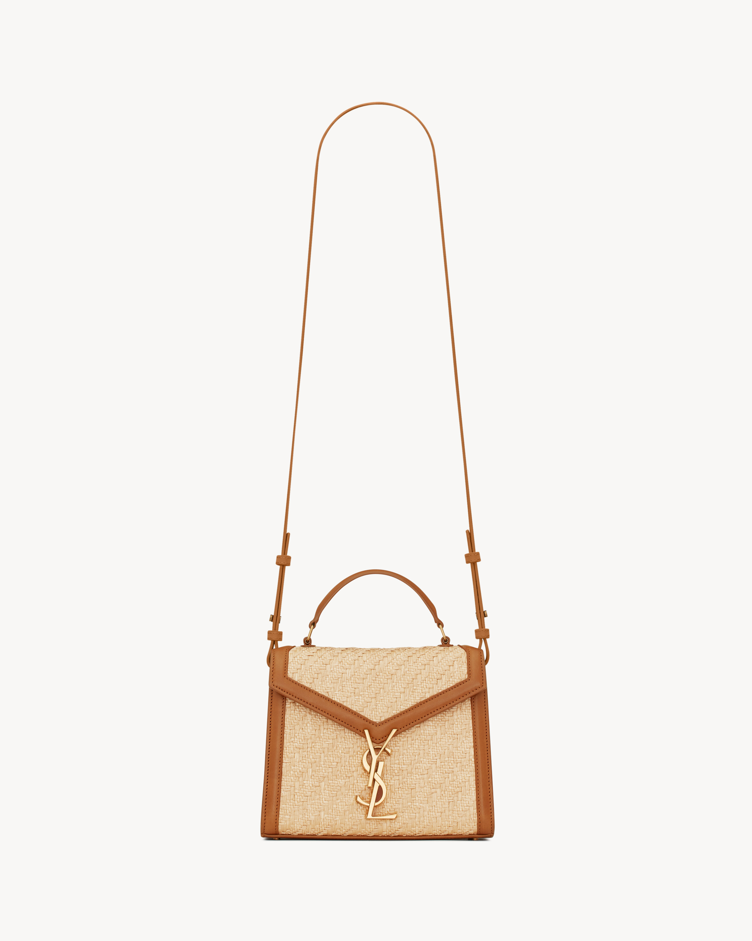 CASSANDRA Mini top handle bag in RAFFIA AND VEGETABLE-TANNED LEATHER | Saint Laurent | YSL US | Saint Laurent Inc. (Global)