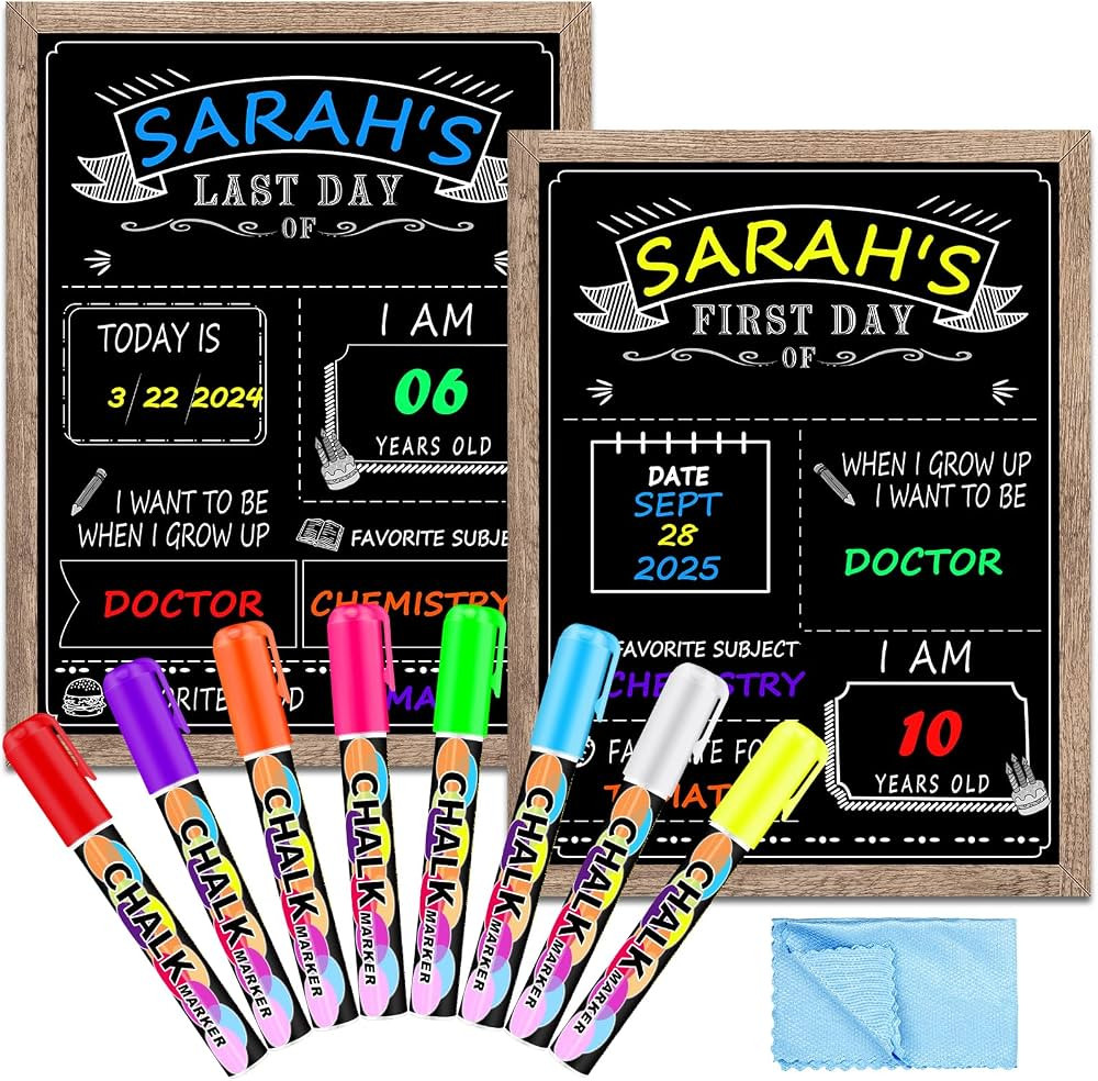 EAONE First Day of School Board 12" x 16", Double-side Printed First Day of School Sign, Wood Fra... | Amazon (US)