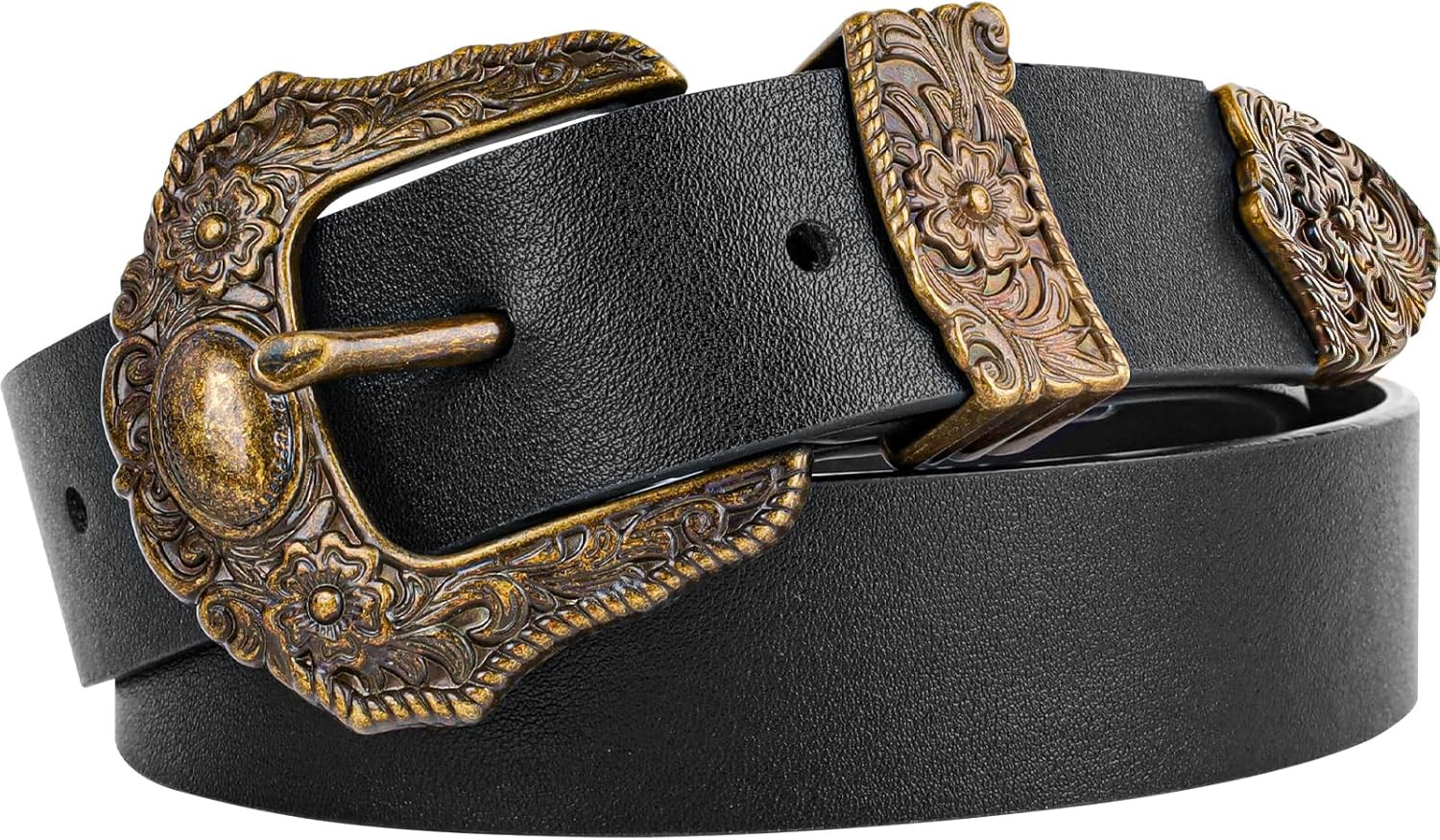 NPET Women Leather Belt, Western Vintage Waist Belt for Jeans Dresses Jeans Pants Fashion with Fl... | Amazon (US)