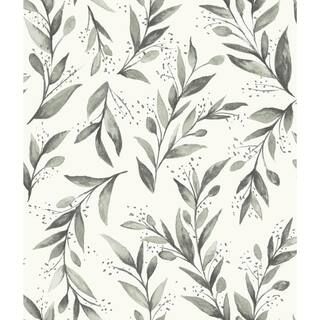 Olive Branch Charcoal Paper Peel & Stick Repositionable Wallpaper Roll (Covers 34 Sq. Ft.) | The Home Depot