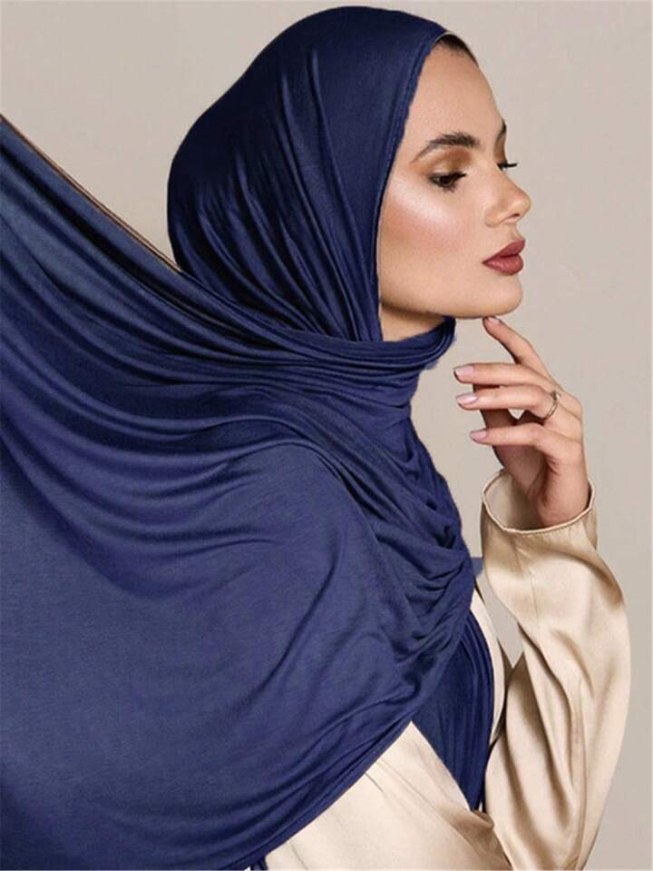 1 pièce Grand foulard hijab en jersey de nouveau style, foulard echarpe femme unicolore doux et ... | SHEIN