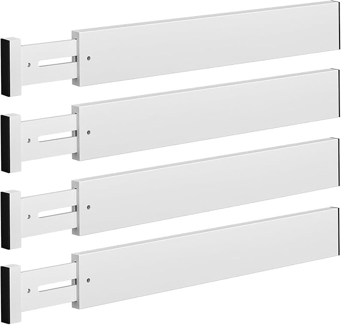4 PCS Drawer Divider, 17"-22" Adjustable Bamboo Drawer Dividers Organizers, Expandable Separators... | Amazon (US)
