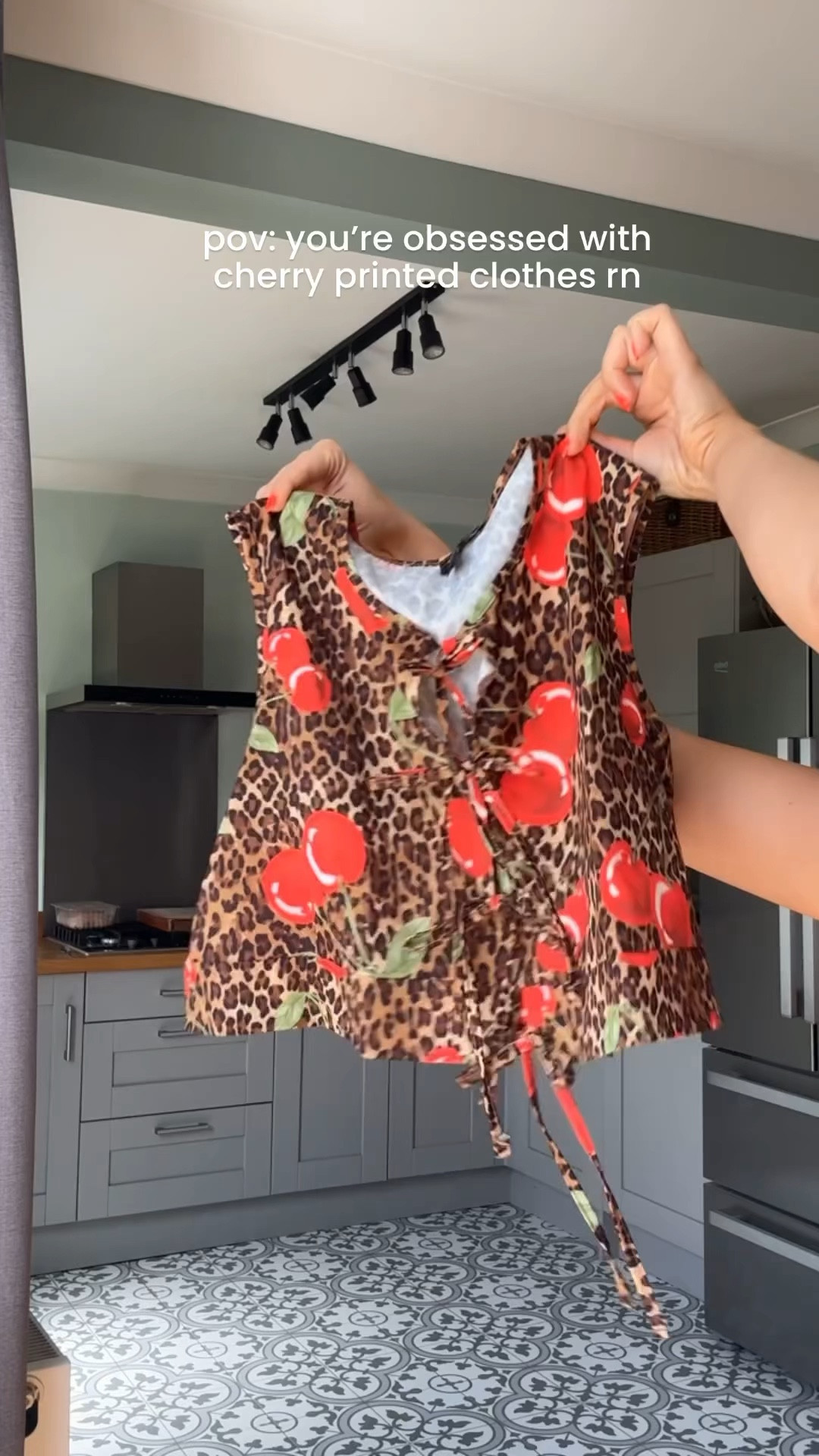 leopard print with red cherries.. too cute 😭