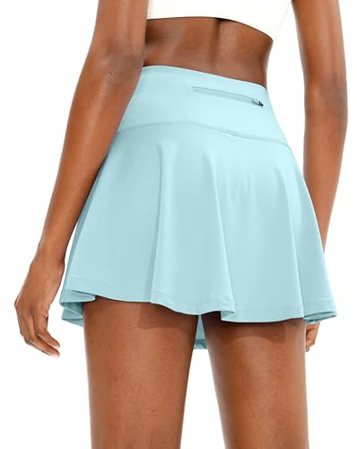 SANTINY Pleated Tennis Skirt for Women with 4 Pockets Women's High Waisted Athletic Golf Skorts Skirts for Running Casual (Sky Blue_XXS) | Amazon (US)