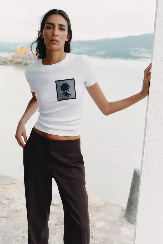 FLORAL POCKET T-SHIRT | Zara Canada