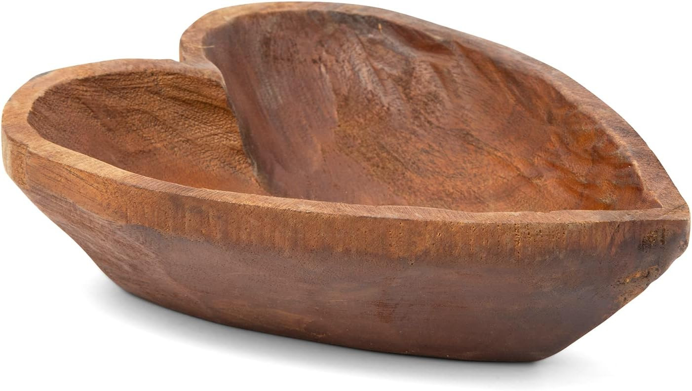 Birdie Designs Heart Dough Bowl, Heart Shaped Bowl, Heart Bowl, Wooden Bowl Decor, Heart Bowls, W... | Amazon (US)