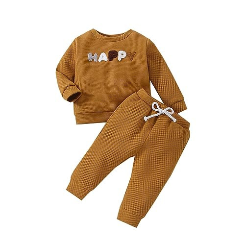 Aenbilo Toddler Baby Boy Clothes 6-12 Months Fall Winter Outfits Infant Boy Outifts Letter Crewneck Sweatshirt Long Sleeve Pants Clothes Set Fall Boy Winter Clothes Brown 6-12 Months | Amazon (US)