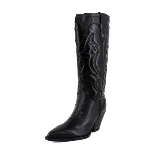 Sam Edelman Women's James Western Boot Black Leather 5.5 Medium | Amazon (US)