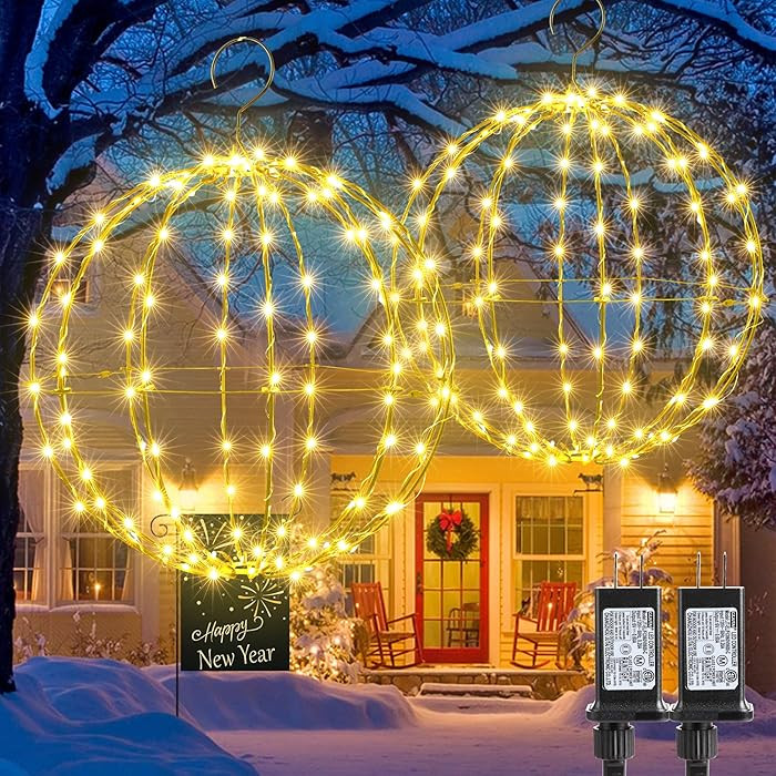 Joomer 2 Pack Christmas Ball Lights, 13IN & 11IN Foldable Metal Sphere Lights, Connectable Waterp... | Amazon (CA)
