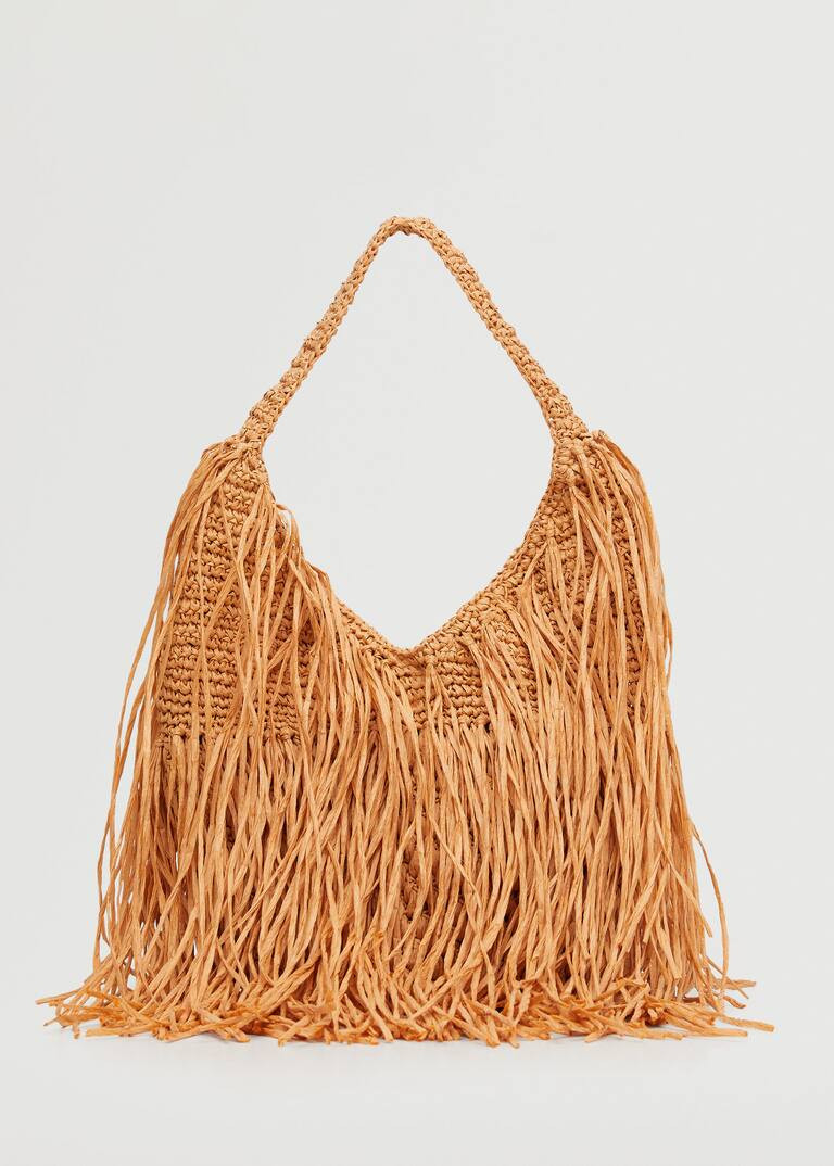 Fringed raffia bag -  Women | Mango USA | MANGO (US)