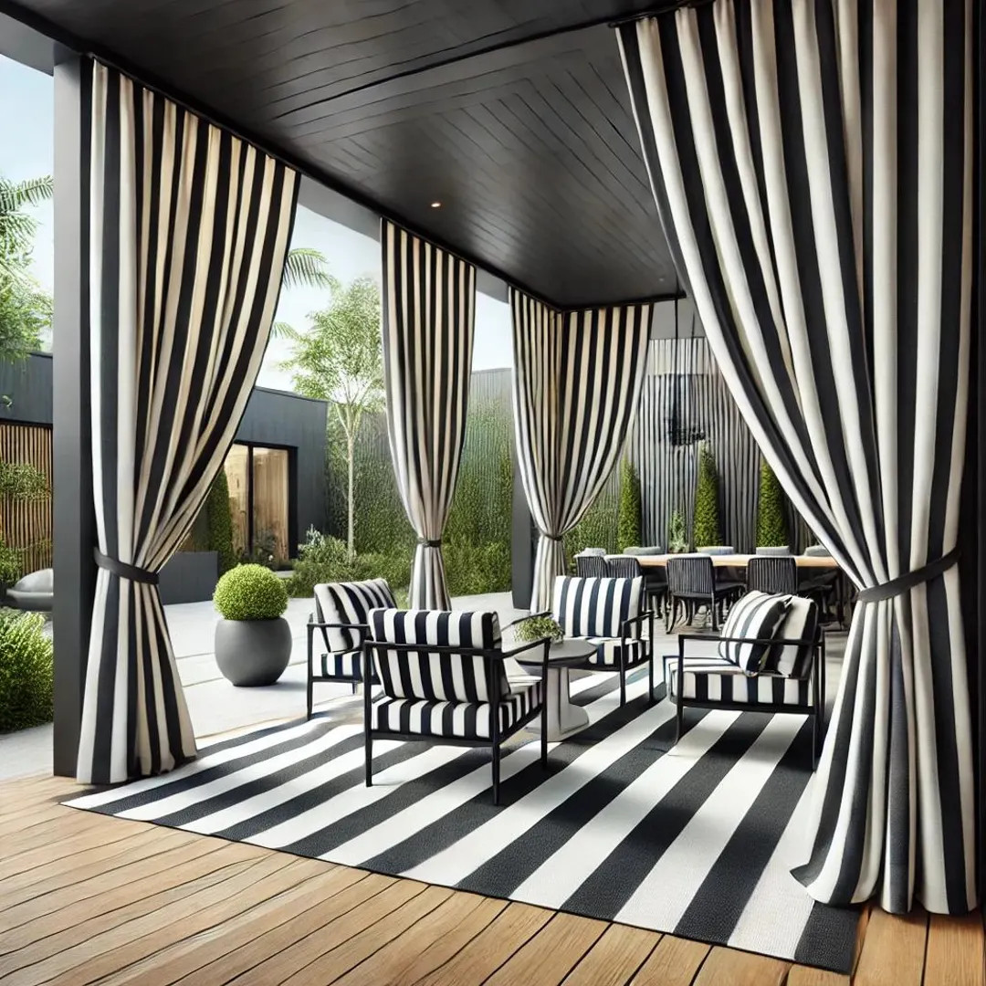 Custom Sunbrella Black & White Cabana Striped Curtains – Weather-resistant | Fadeproof for Outd... | Etsy (US)