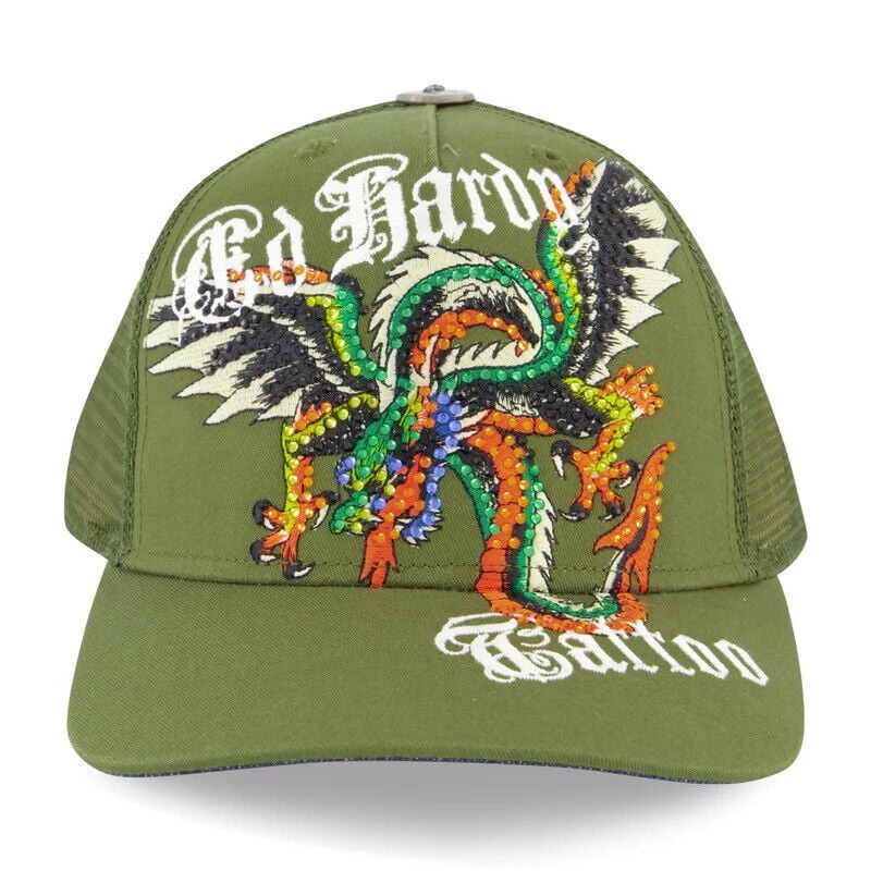 Ed Hardy Rhinestone Dragon Wings Olive Hat O/S - EHH0001-21RS | Walmart (US)