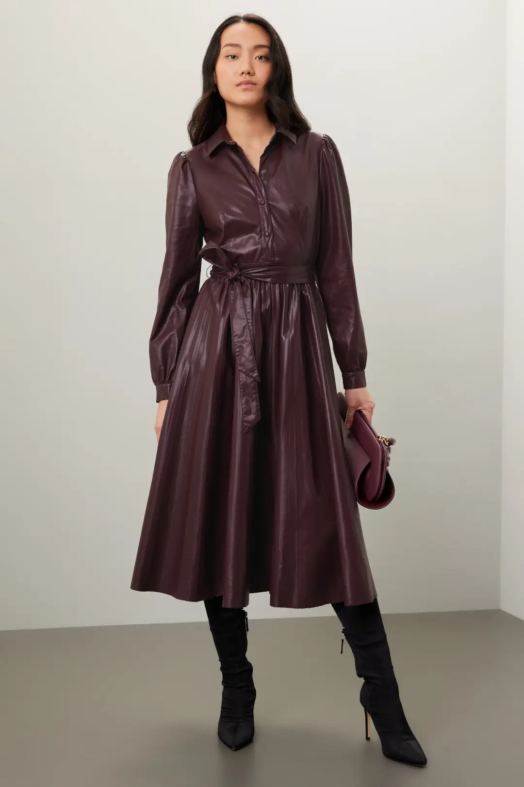 Pleated Faux Leather Dress | Rent the Runway