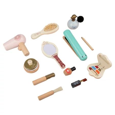 Kids Princess Makeup Kit Toddler Nail Polish Brush Comb Wood Cosmetic Set Toys | Walmart (US)
