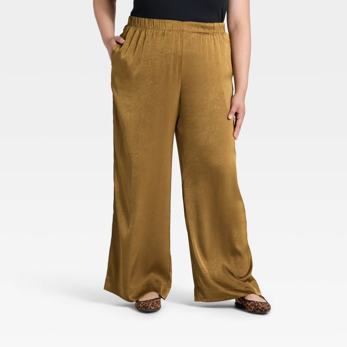Women's Crinkled Satin Pull-On Pants - A New Day™ | Target