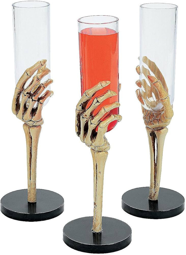 Fun Express Set of 12 Pieces Skeleton Hand Flute Glasses, Holds 2 oz, BPA Free Plastic, Halloween... | Amazon (US)
