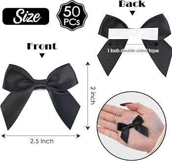 AIMUDI Black Satin Ribbon Bows 2" Self Adhesive Satin Bows for Gift Wrapping Premade Ribbon Bows ... | Amazon (US)