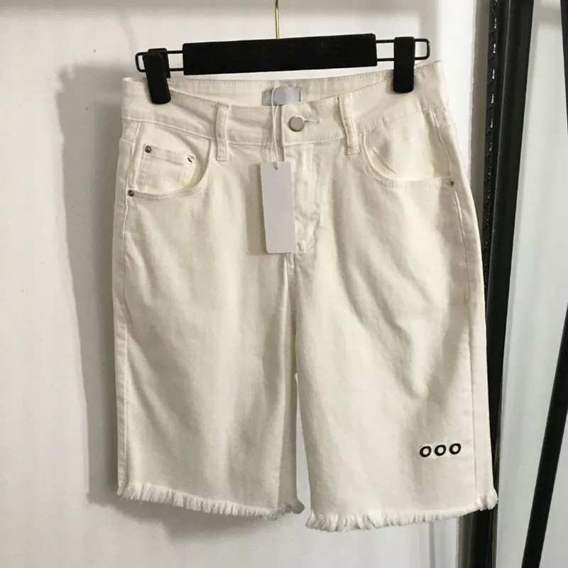 Designer Letter Embroidered Shorts Womens Slim Fit Denim Shorts Black White Fringed Jean Shorts D... | DHGate