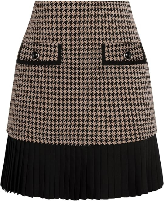 Kate Kasin Women's Casual Plaid High Waist Pleated A-Line Work Mini Skirt | Amazon (US)