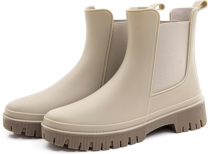 Women's Short Rain Boots Waterproof Chelsea Rain Boots For Ladies | Amazon (US)