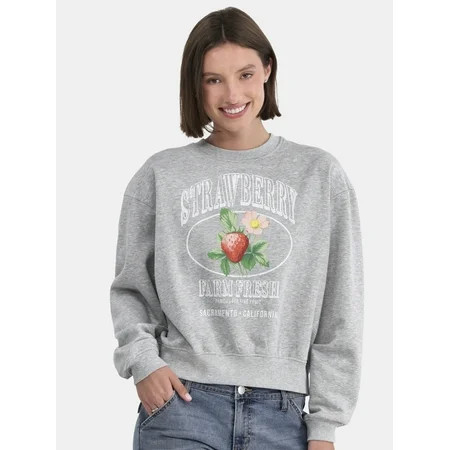 No Boundaries Graphic Crewneck Sweatshirt, Lightweight, Women's and Women’s Plus | Walmart (US)