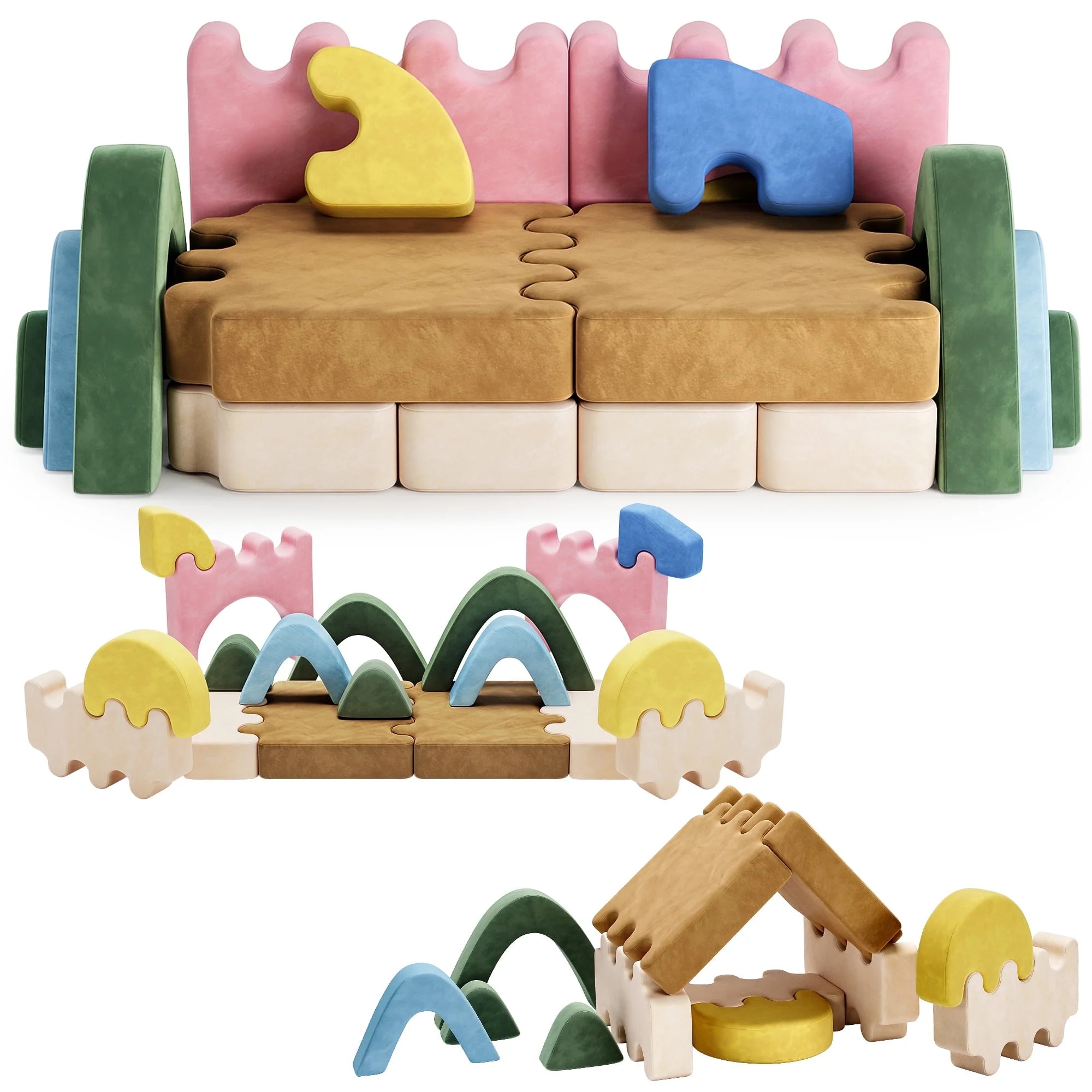 EVMORE 18PCS Modular Kids Play Couch, Junlge Theme Foam Children Sofa Couch for Girls Boys, DIY C... | Walmart (US)