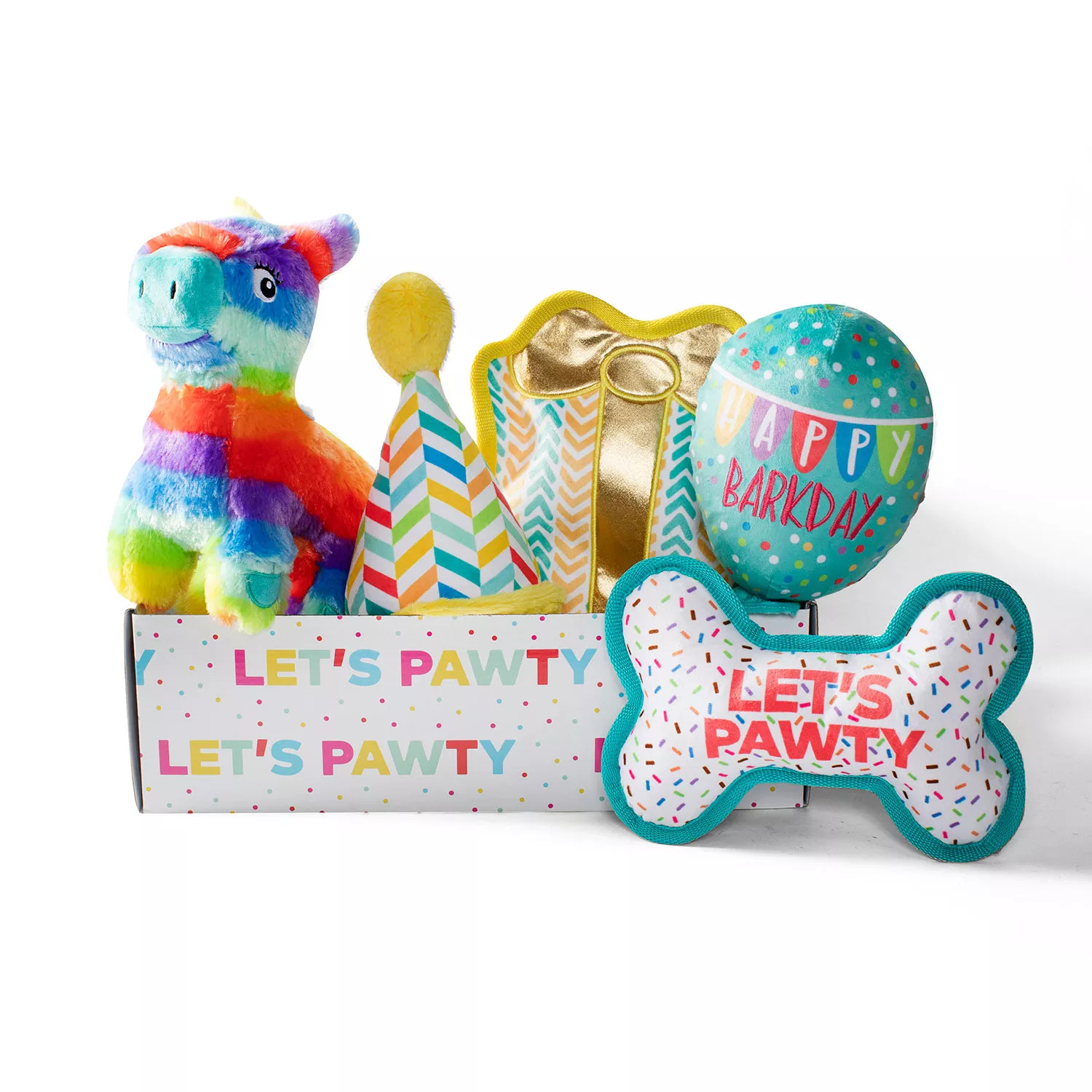 Let's Pawty Birthday Box Dog Toy Bundle, 5-Piece Set (White) | Sam's Club