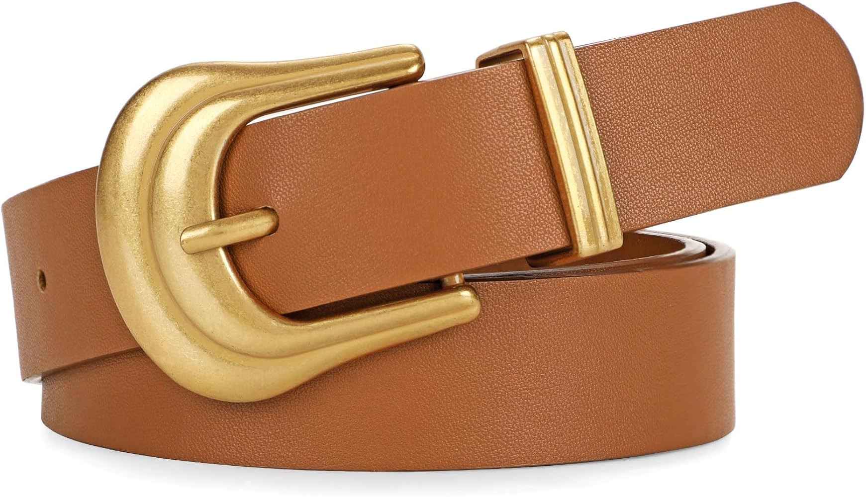 JASGOOD Women's Western Belt Vintage Black Leather Waist Belt for Pants Jeans with Gold Buckle | Amazon (US)