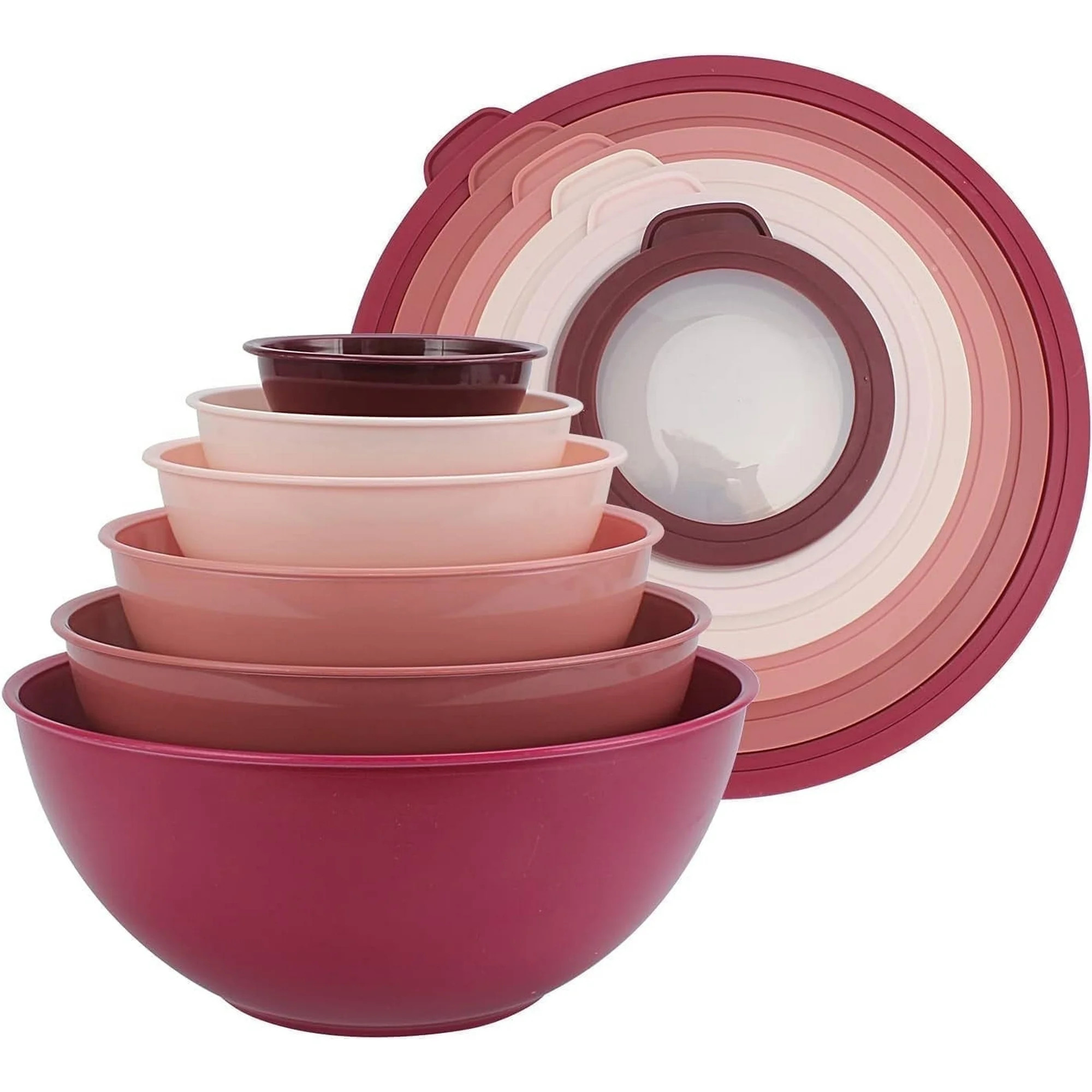 COOK WITH COLOR 12-Pc Mixing Bowls with Lids Set Plastic Bowls for Kitchen, Rose | Walmart (US)