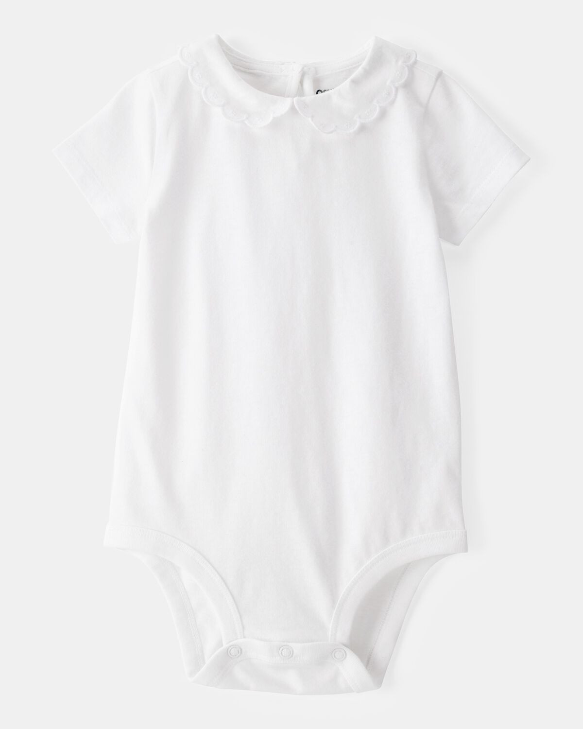 Baby Scalloped Collar Short-Sleeve Bodysuit - White | Carter's Inc