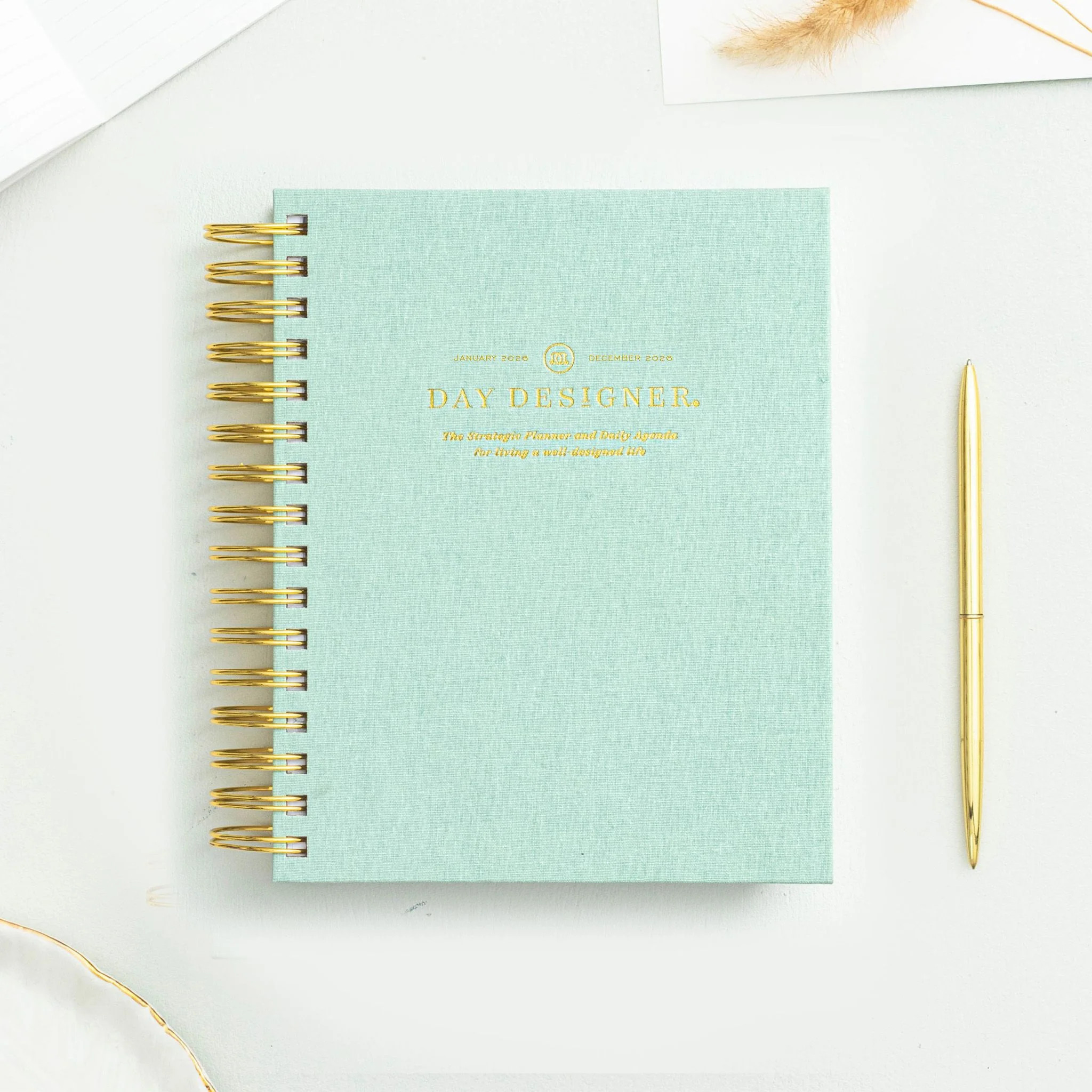 2026 Mini Daily Planner: Sage Bookcloth | Day Designer