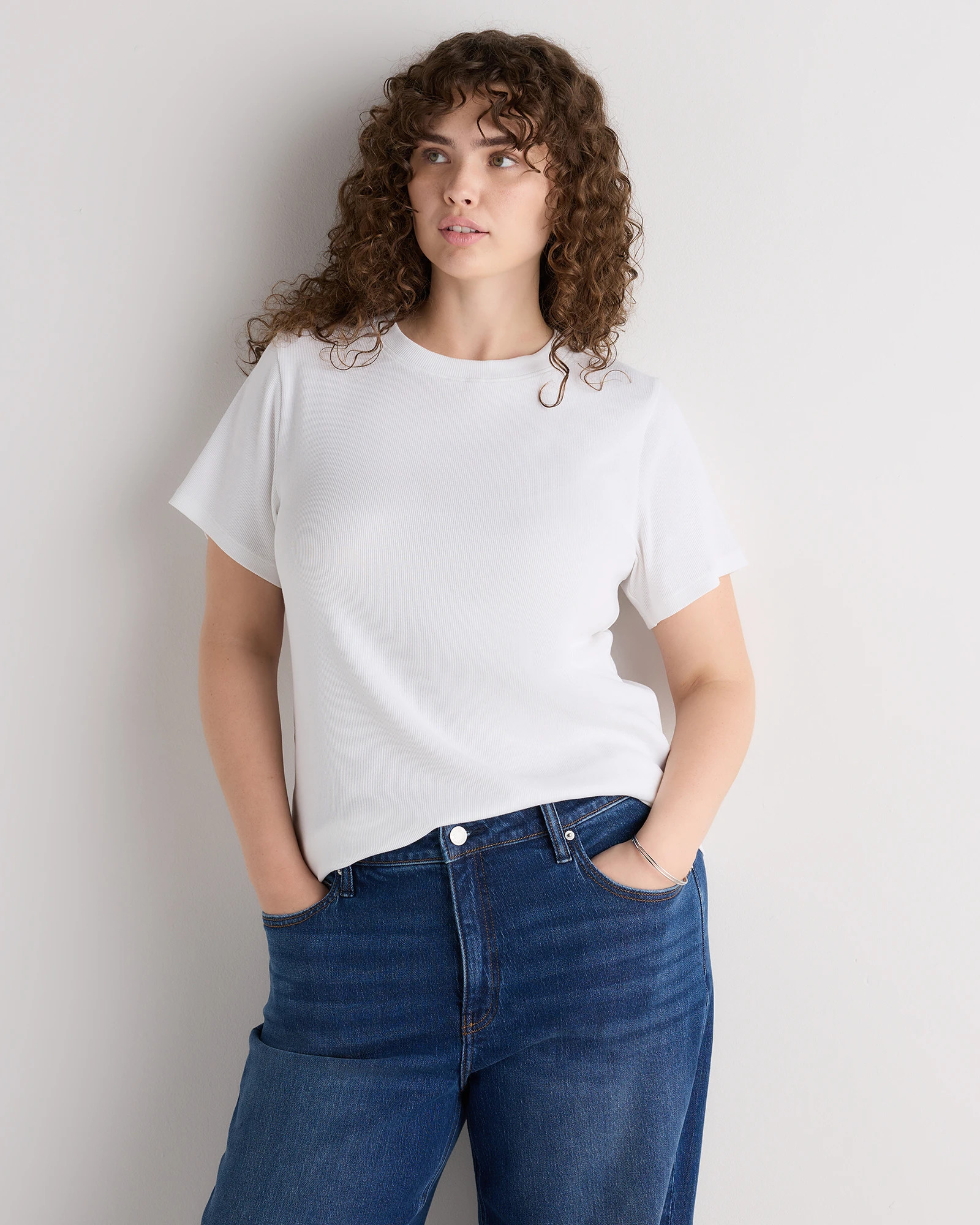 Organic Cotton Micro-Rib Crewneck Tee | Quince