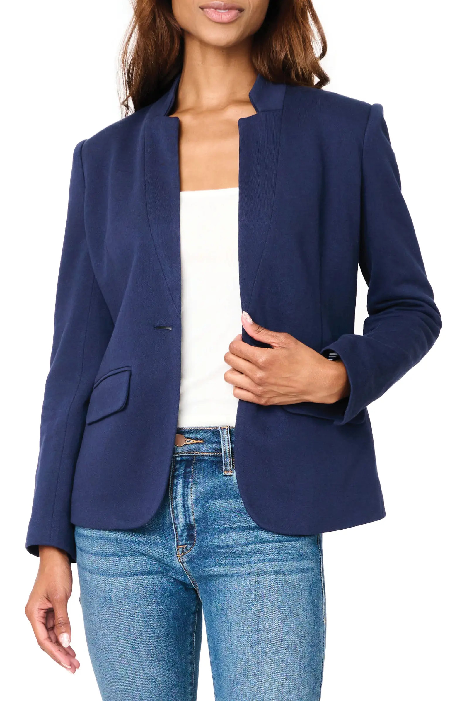 Inverted Notch Collar Cotton Blend Knit Blazer | Nordstrom