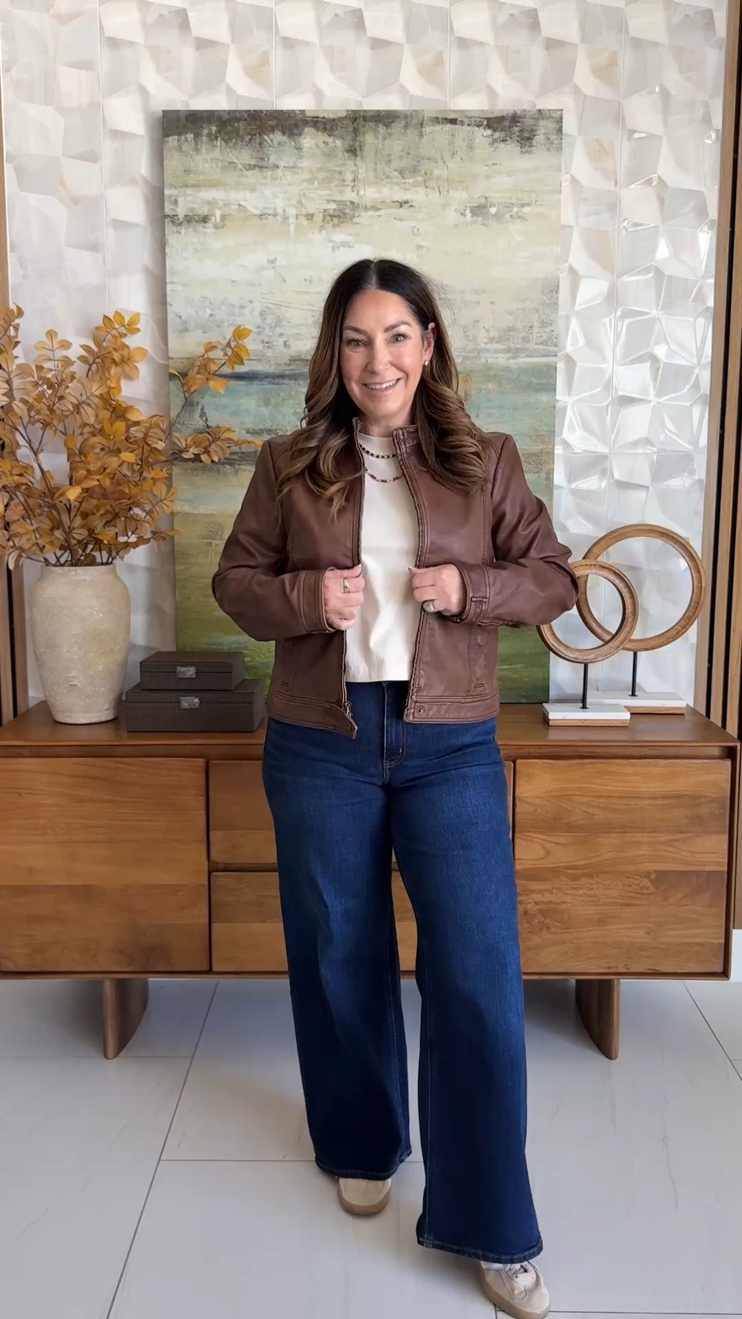 Vegan Slim Mockneck Leather Jacket from A&F 📏Wearing jacket tts, L | Tee, L | Jeans, 31

#LTKSeasonal #LTKOver40 #LTKMidsize