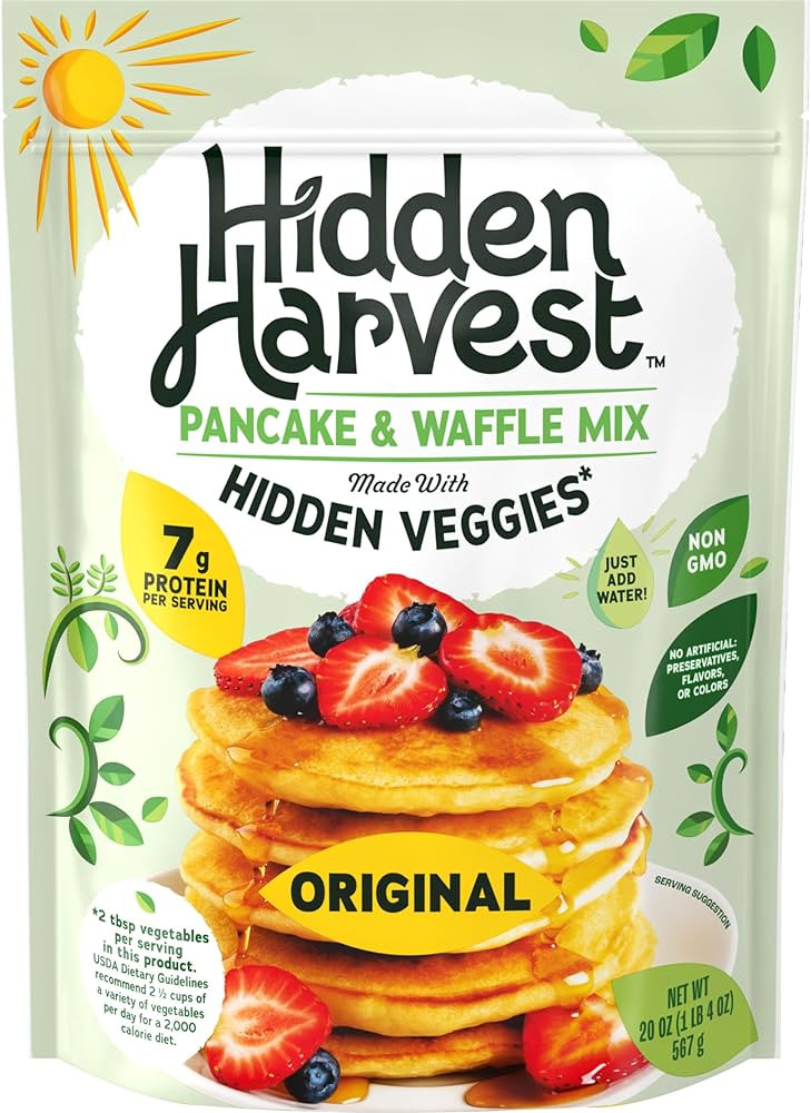 Hidden Harvest Original Pancake & Waffle Mixes: Non-GMO Project Verified, Made with Hidden Veggie... | Amazon (US)