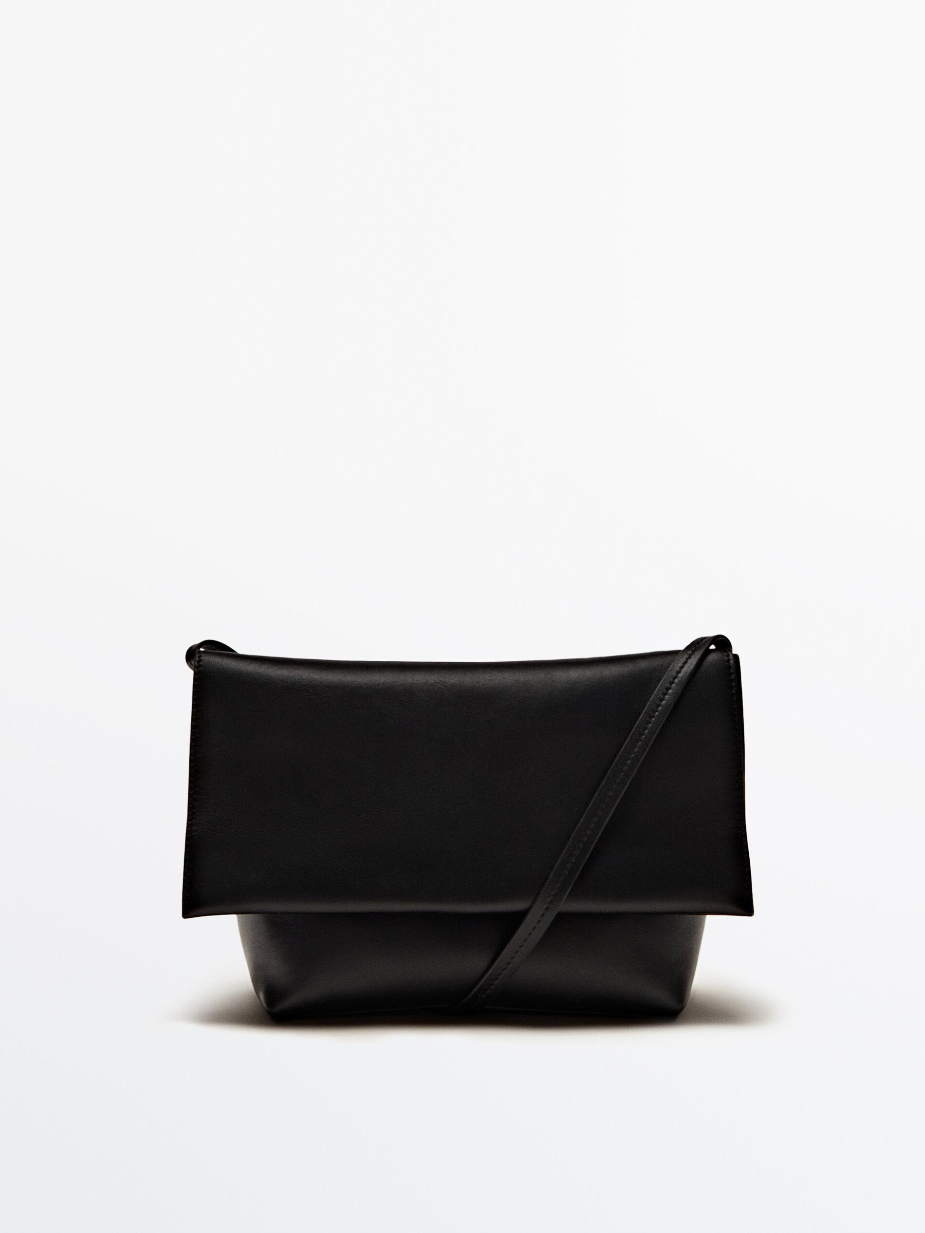 Nappa leather crossbody bag with flap | Massimo Dutti UK