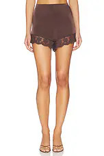 Bardot Bonita Satin Lace Trim Top in Chocolate. - size 2 | Revolve Clothing (Global)