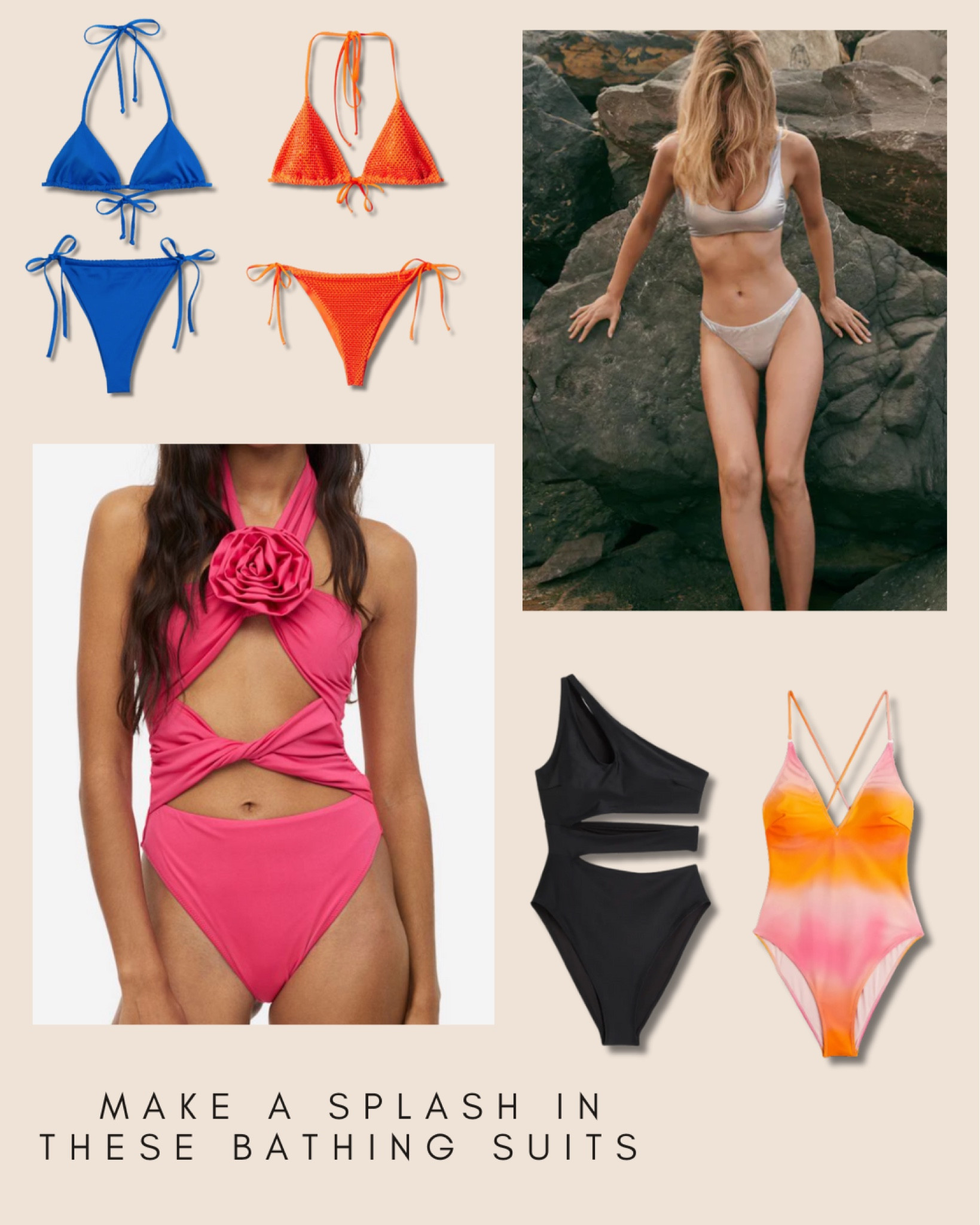 Make a splash in these bathing suits 👙 

Mango, Brazilian bikini bottom, with rhinestones, orange bikini, metallic bikini, bright blue bikini, H&M, swimsuit with cutouts high leg, neon green swimsuit, Netherlands. 

#LTKswim #LTKSeasonal #LTKeurope