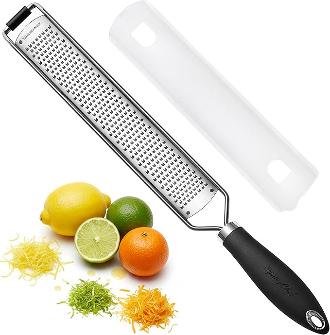 Spring Chef Stainless Steel Lemon Zester Grater with Handle - Garlic, Cheese, Parmesan, Nutmeg, L... | Amazon (US)