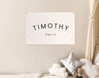 Baby name flag | canvas flag | nursery name sign | custom name banner | boho nursery decor | D2 | Etsy (US)