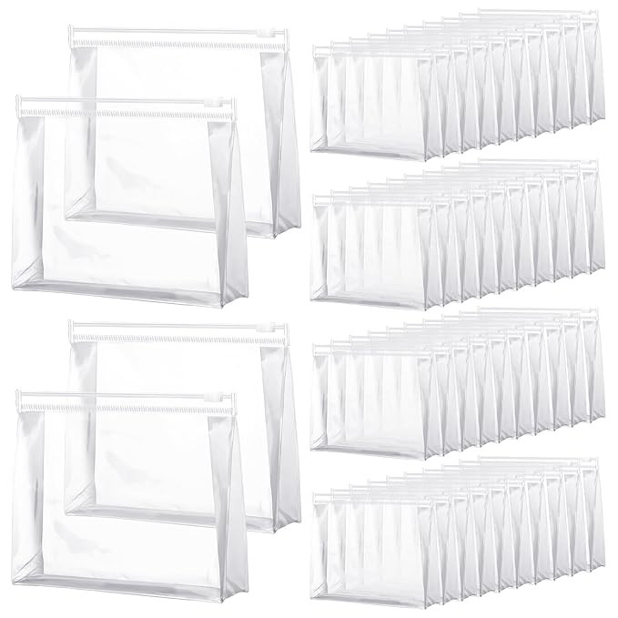 Xuniea 50 Pieces Mini Clear Makeup Bag Small Clear Zipper Pouch Travel Bag for Toiletries Plastic... | Amazon (US)