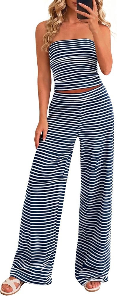 PRETTYGARDEN Two Piece Striped Sets for Women Summer Travel Outfits 2026 Spring Y2K Going Out Vac... | Amazon (US)