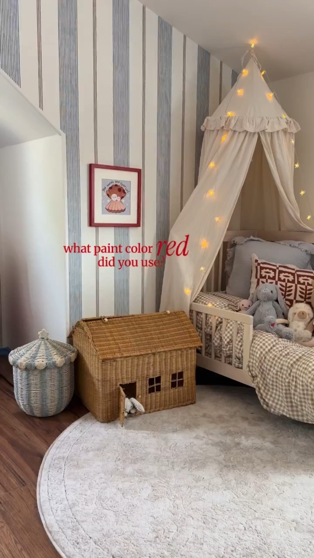 I’ve been getting this question a ton (& a lot of new friends here from this room, hi! 😊) so thought I’d put it in a shareable/ saveable post. I definitely pick paint colors partly for their names, ha! And this one sounded (and looked) so FUN 🧨

Firecracker by @behrpaint and it’s so good !! 
Painted on the bookshelves & picture frames throughout.

#LTKHome #LTKKids